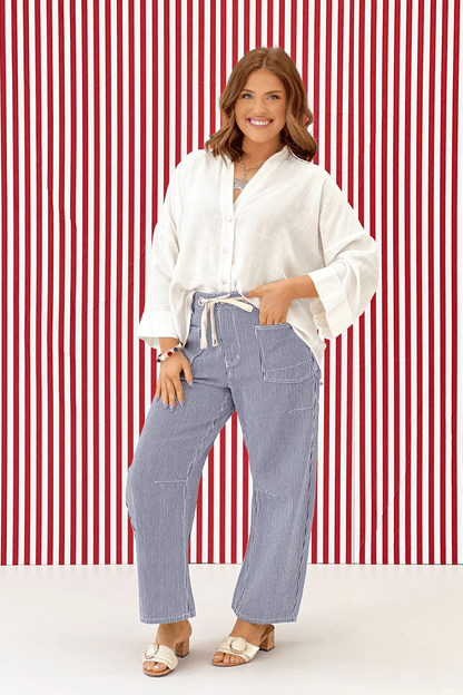 Off White Woven Button Front Top - Lavish Boutique Tops