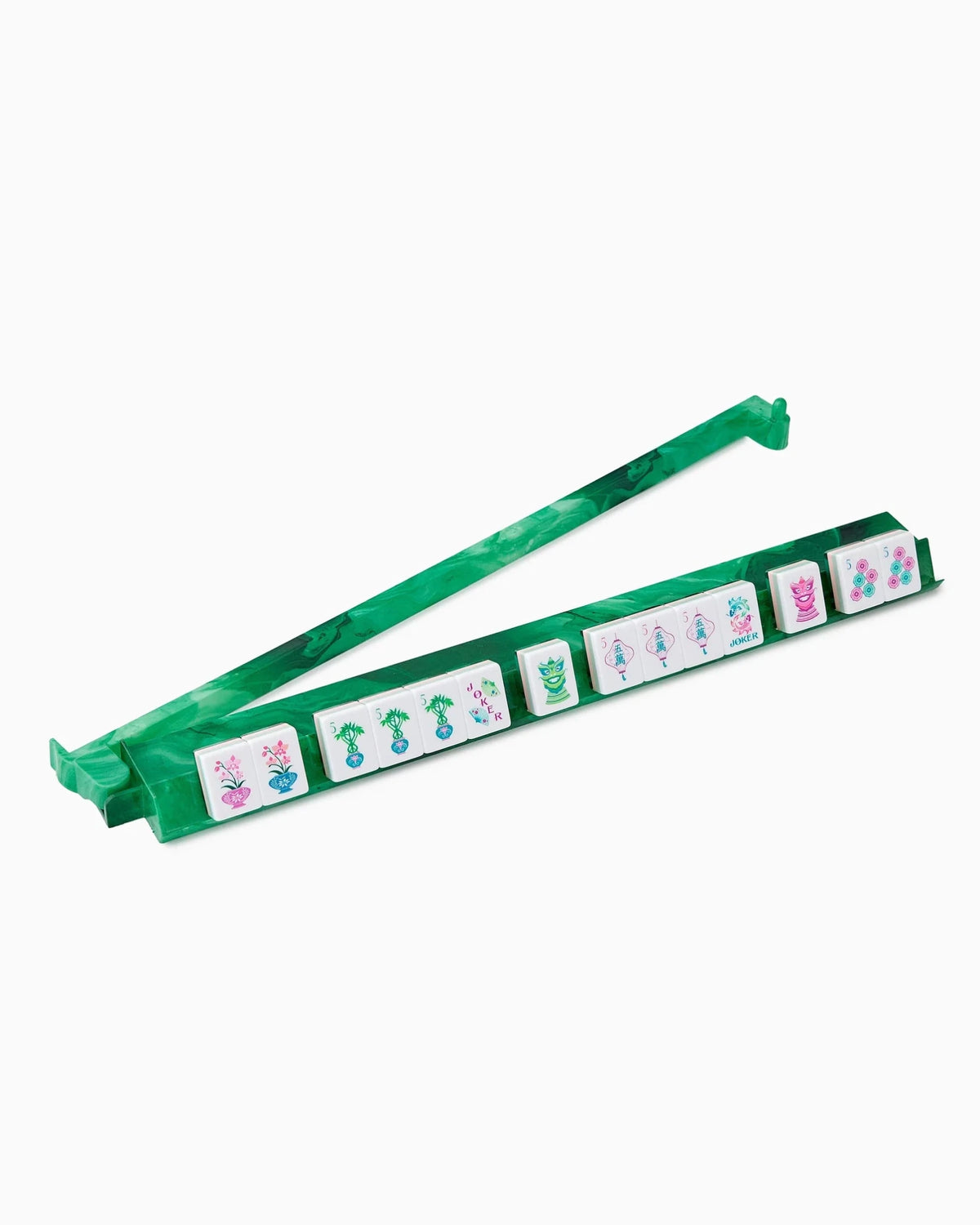 Agate print rack and pusher for mahjong