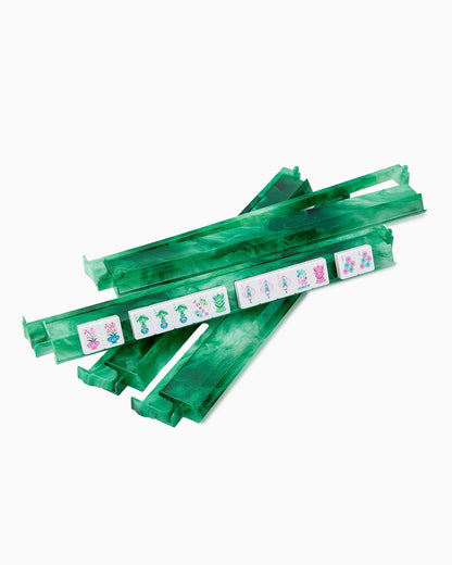 Set of mahjong racks and pushers in an agate design