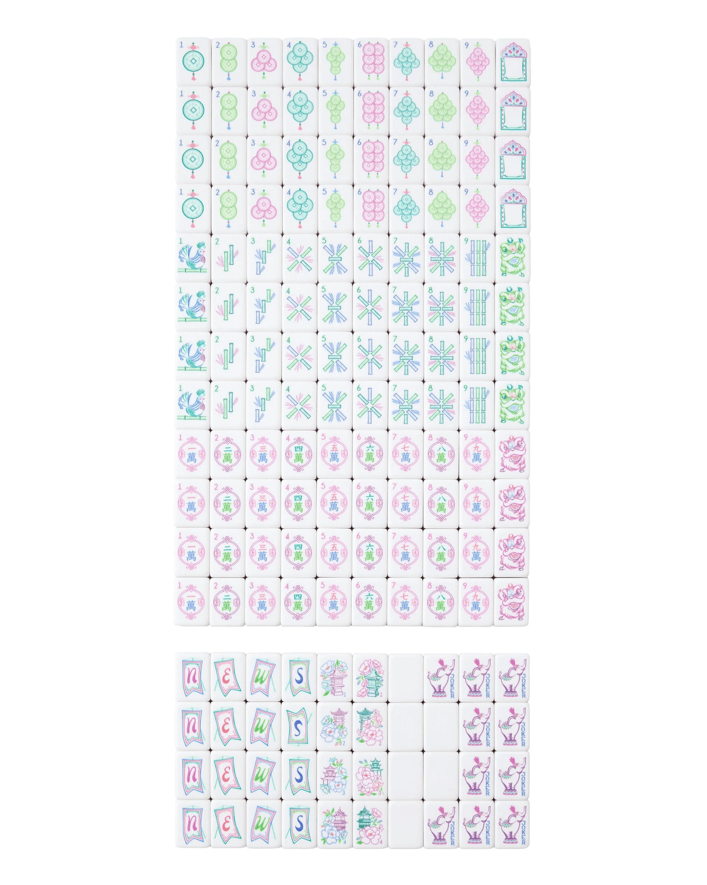 Set of mahjong tiles with Amara artwork