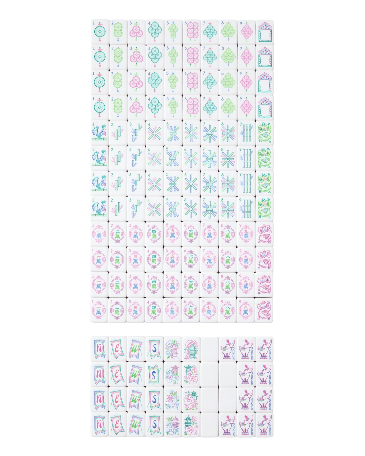 Set of mahjong tiles with Amara artwork