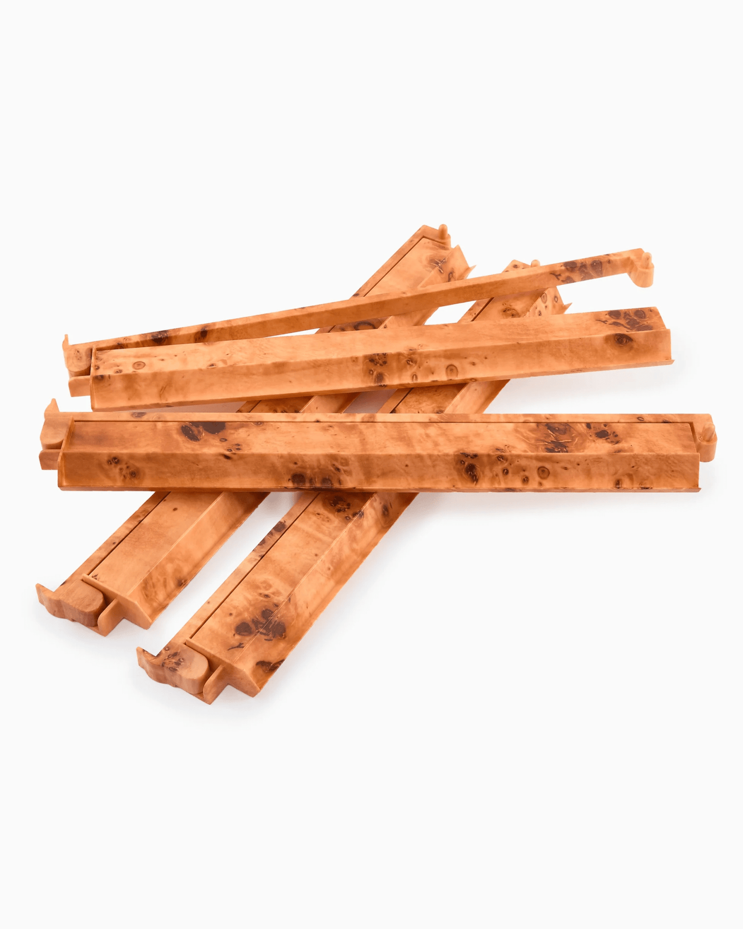 Burl print rack and pusher for mahjong tiles