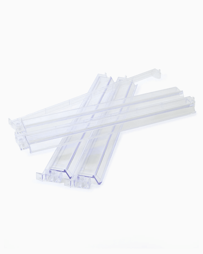 Mahjong tile racks with pushers in clear acrylic