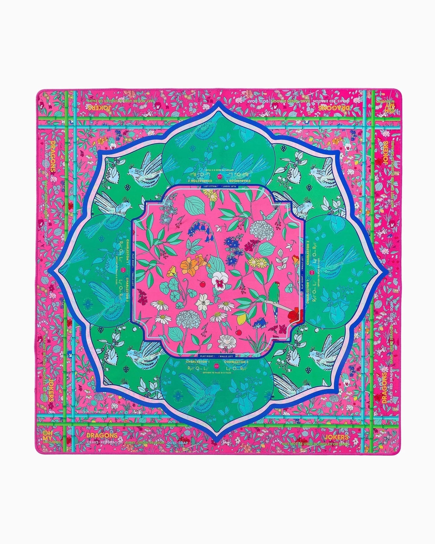 Enchanted mahjong mat with a soft printed playing surface