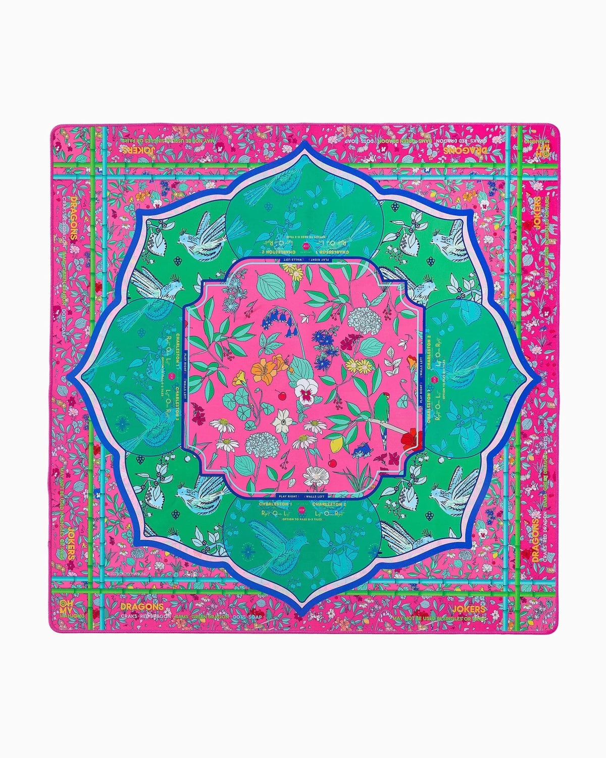 Enchanted mahjong mat with a soft printed playing surface