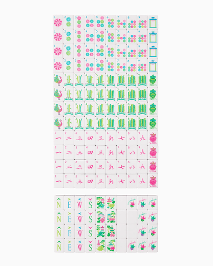 Set of mahjong tiles with Glow Wild artwork