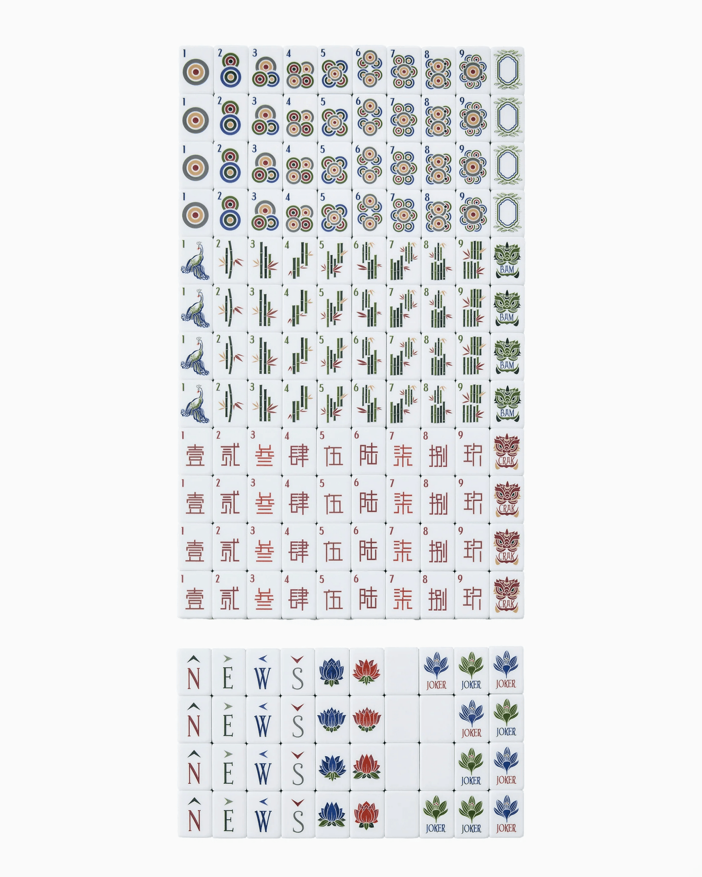 Heritage print mahjong playing tiles