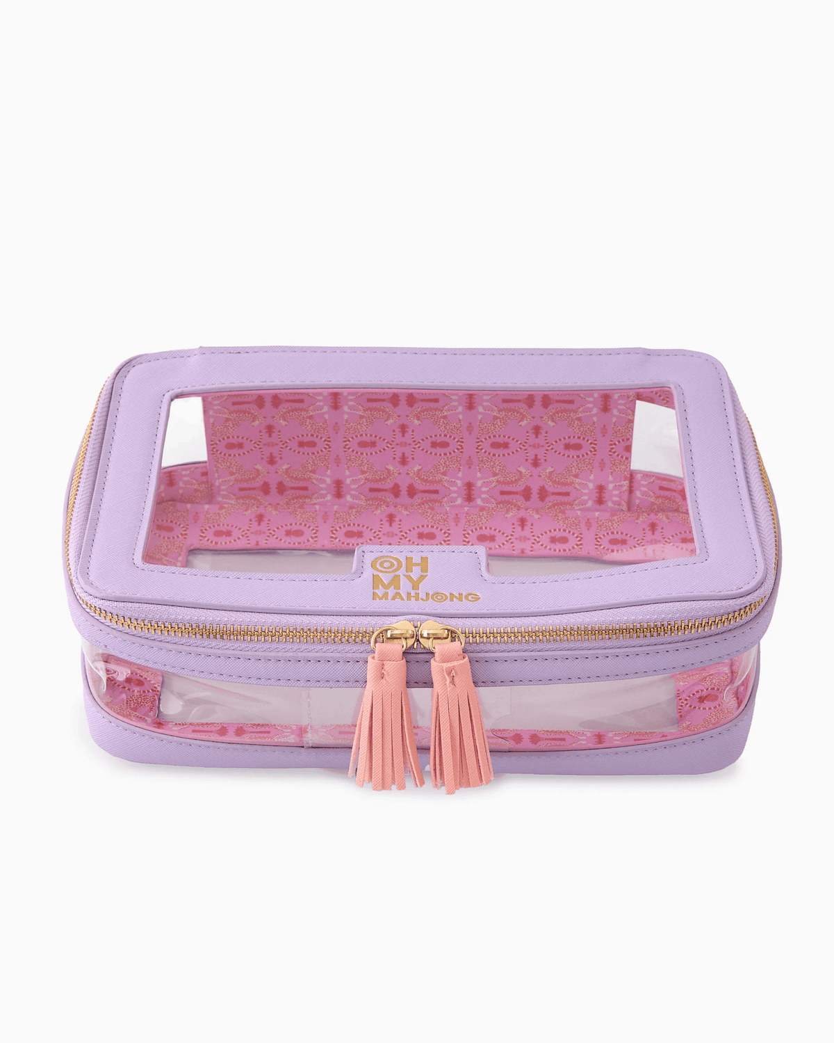 Lavender pouch sized to hold a mahjong tile set