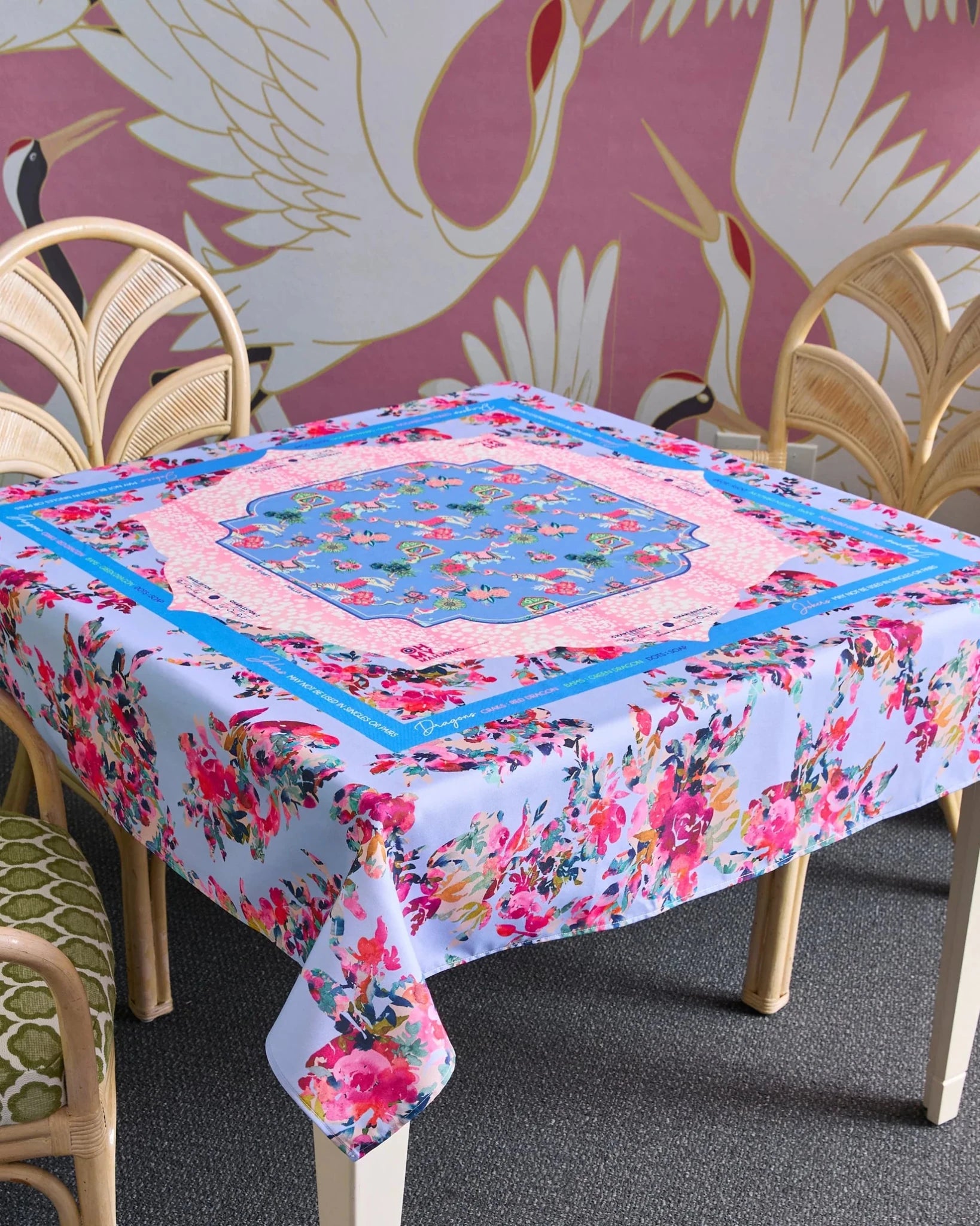 Naples print tablecloth for a mahjong or card table