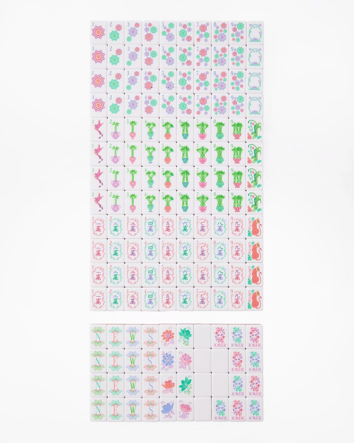 Pearlescent tiles for a full mahjong set