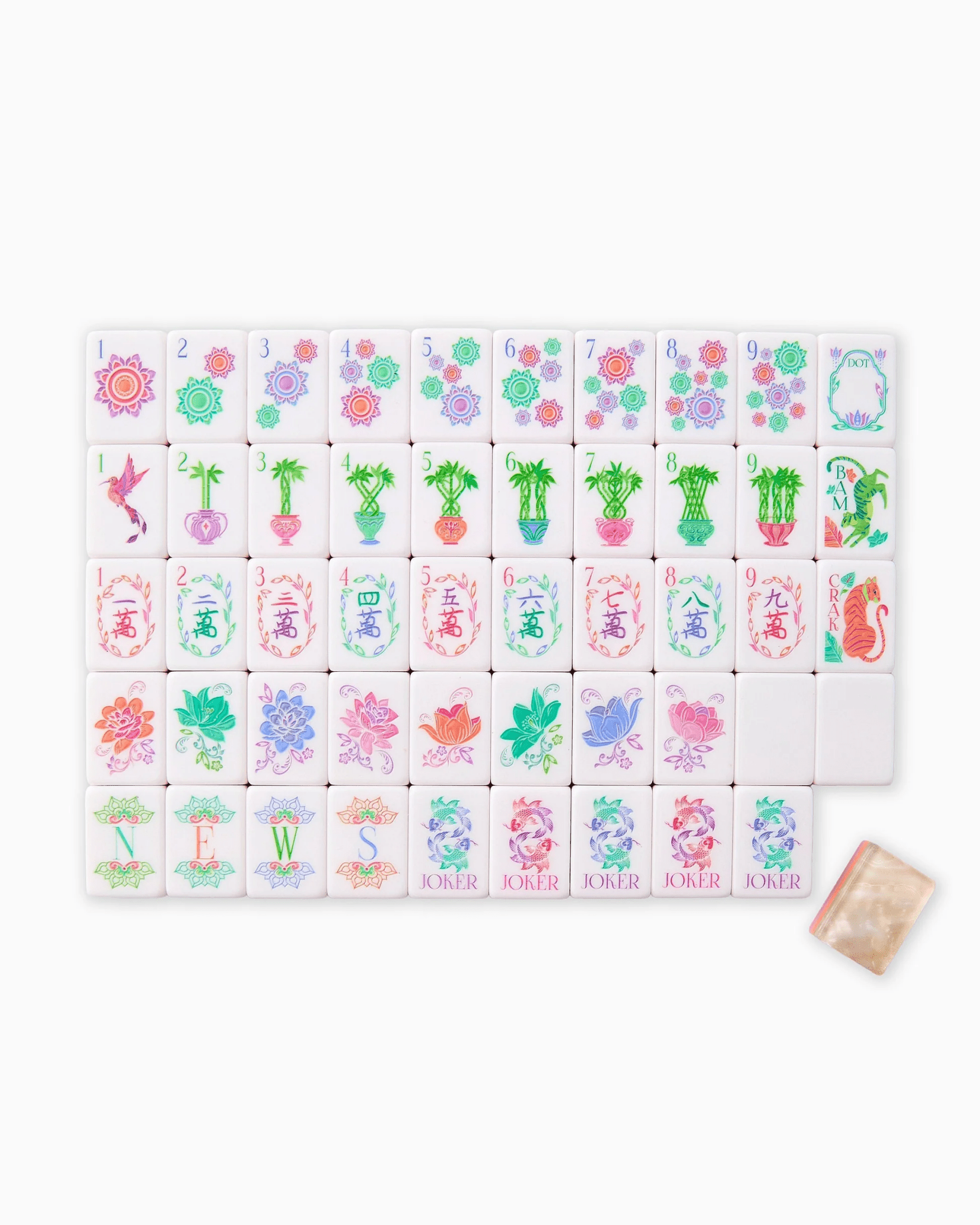 Mahjong tiles with a pearlescent finish