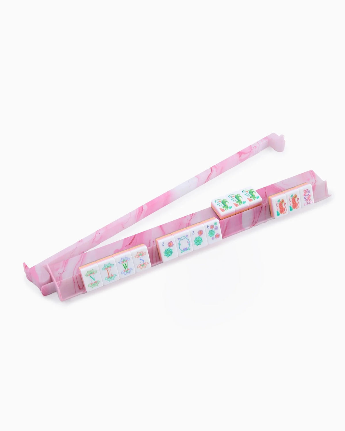 Pink quartz print rack and pusher for mahjong