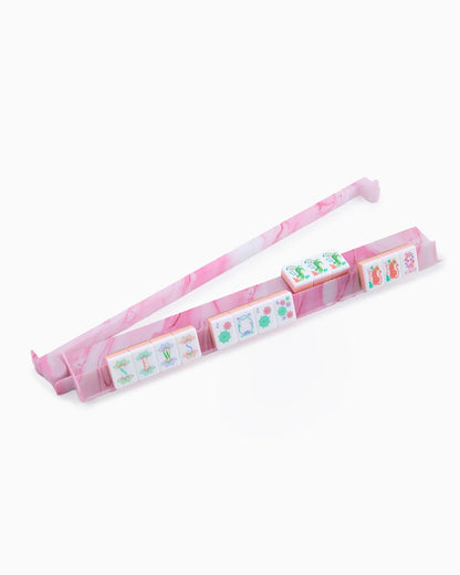 Pink quartz print rack and pusher for mahjong