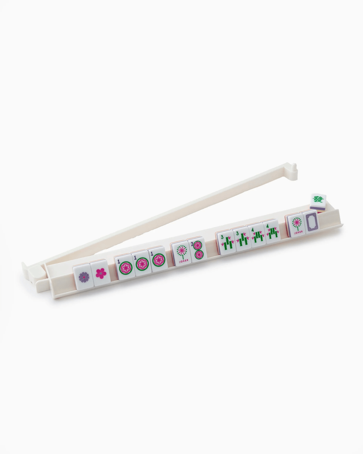 Set of white acrylic mahjong racks and pushers