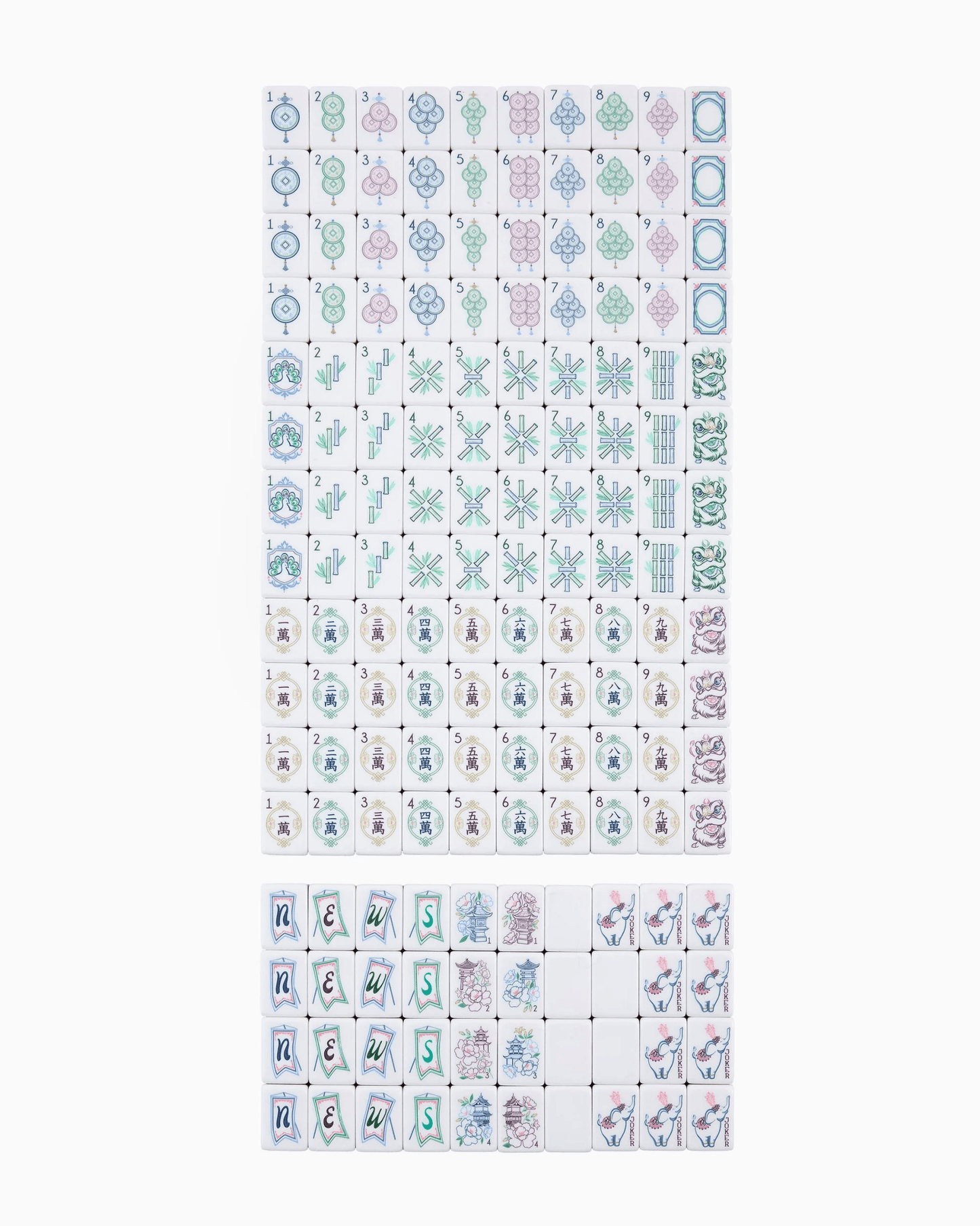Willow print mahjong playing tiles