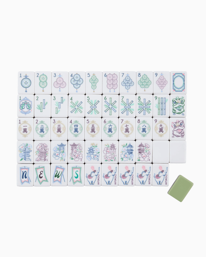 Willow pattern mahjong tile set