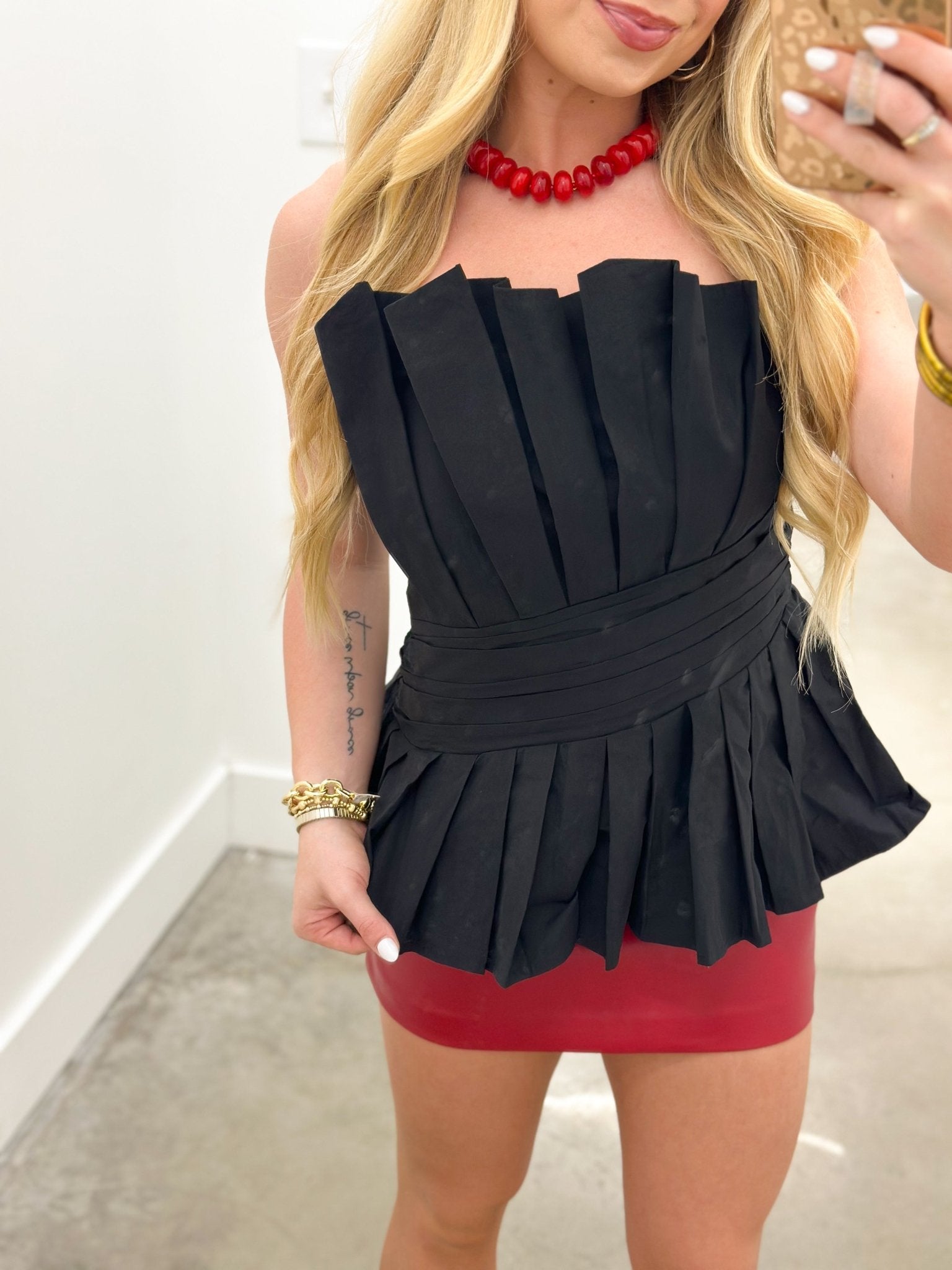 Olivaceous Vegan Leather Skirt - Lavish Boutique02-BOTTOMS