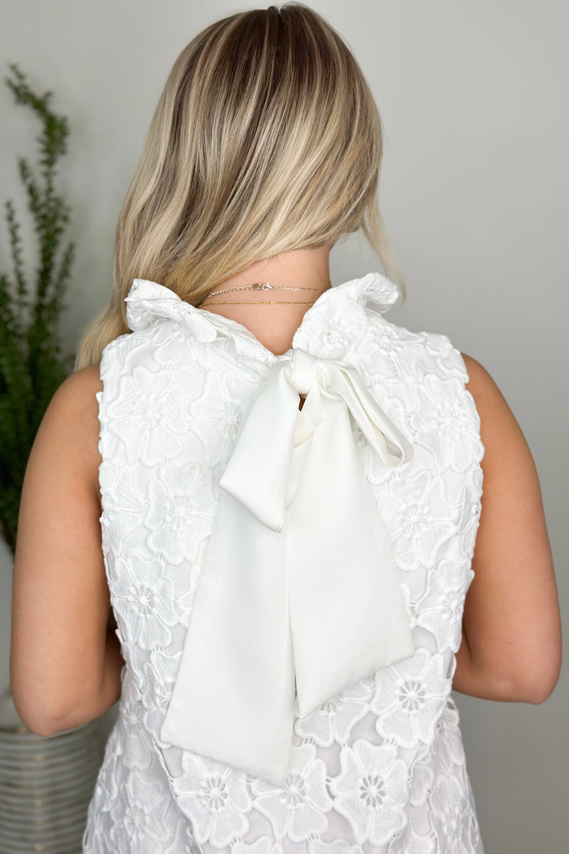 Off White Floral Sleeveless Dress