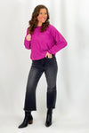 Fuchsia Ribbed Long Sleeve Pullover Top *Final Sale*