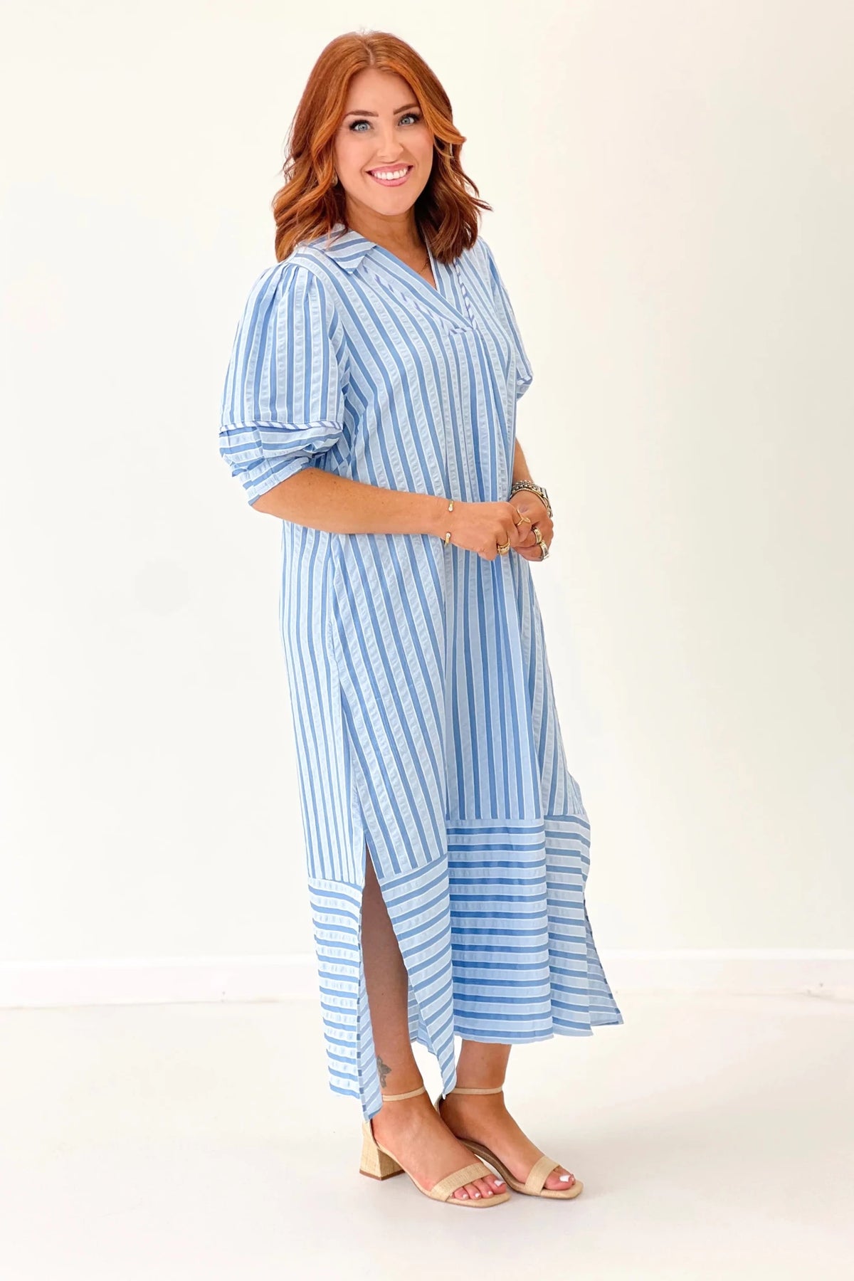 Striped midi dress with a comfortable relaxed silhouette