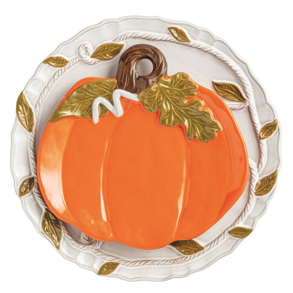 Pumpkin-shaped ceramic platter for seasonal serving