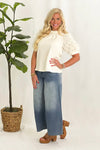 Light Denim Tie Waist Wide Leg Denim Pants