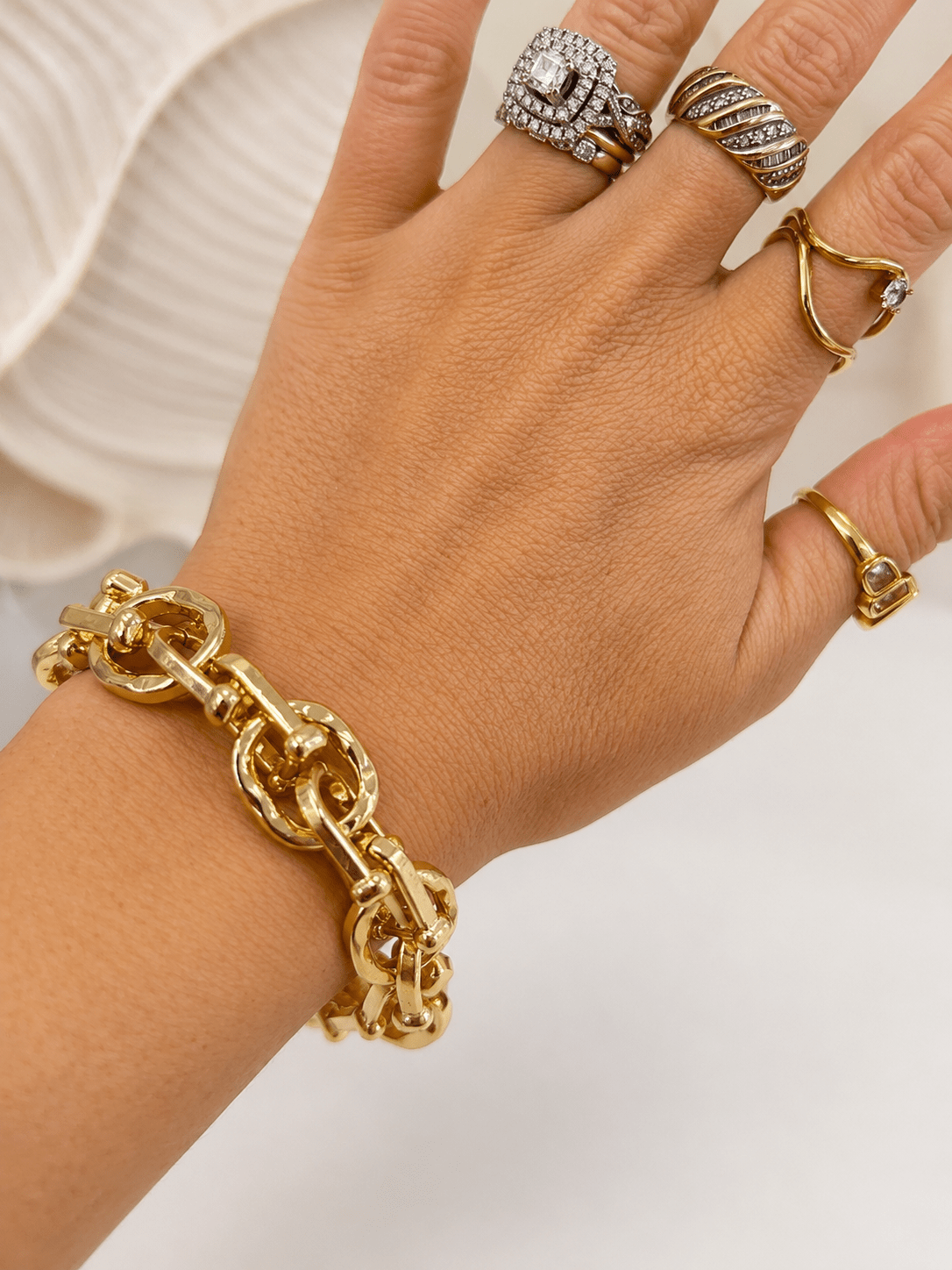 Gold-tone oval link chain bracelet