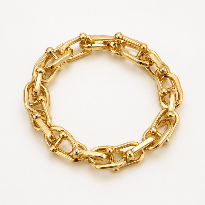 Bracelet of cast oval metal links