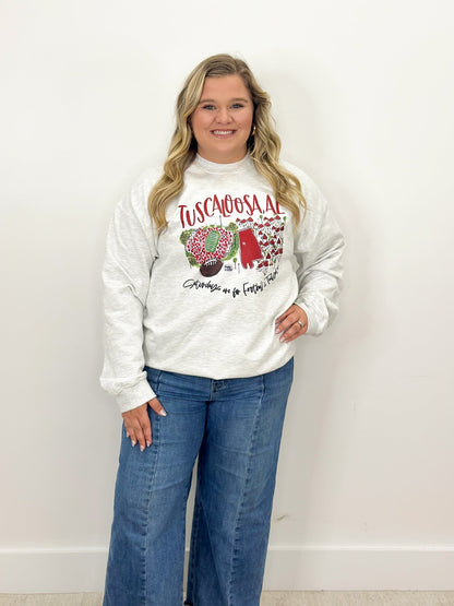 Slouchy gameday sweatshirt with a printed college design