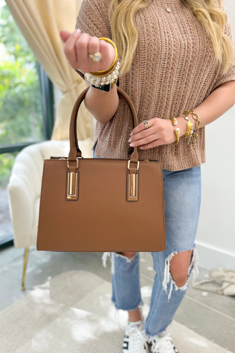 Brown Satchel Crossbody Bag