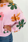 Bubble Gum Mineral Wash Flower Sweatshirt