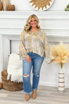 Taupe Smocked Collar Blouse