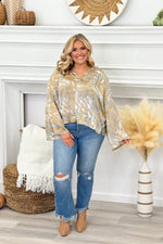 Taupe Smocked Collar Blouse