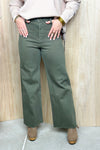 Olive Straight Wide Leg Pants