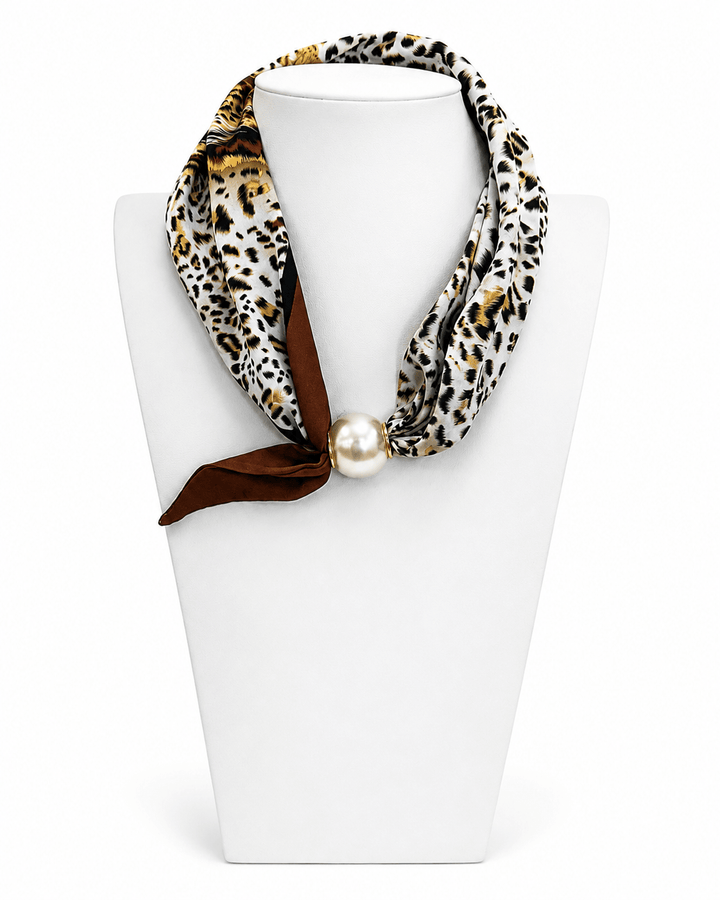 Pearl Leopard Scarf Necklace - Lavish Boutique09-JEWELRY