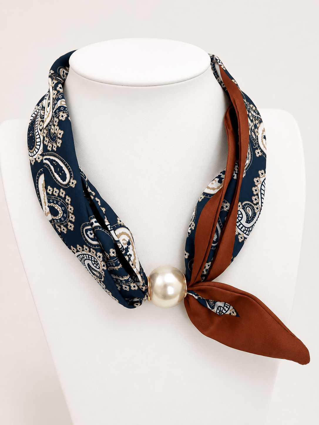 Pearl & Paisley Scarf Necklace - Lavish Boutique09-JEWELRY