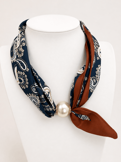 Pearl & Paisley Scarf Necklace - Lavish Boutique09-JEWELRY