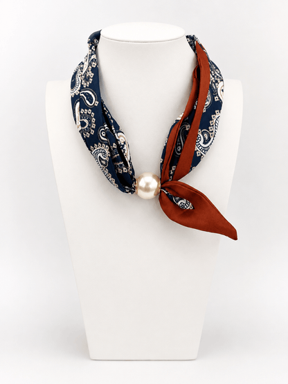 Pearl & Paisley Scarf Necklace - Lavish Boutique09-JEWELRY