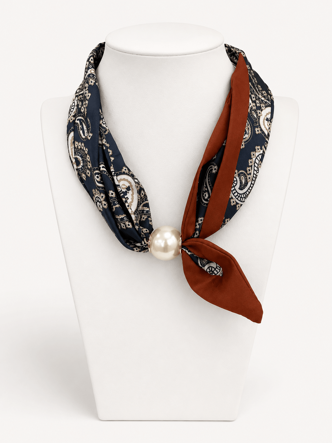 Pearl & Paisley Scarf Necklace - Lavish Boutique09-JEWELRY
