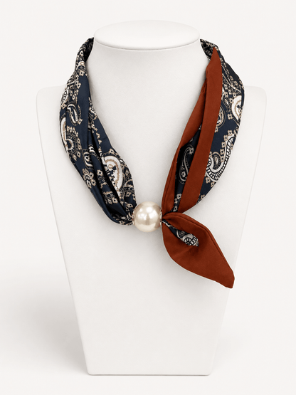 Pearl & Paisley Scarf Necklace - Lavish Boutique09-JEWELRY