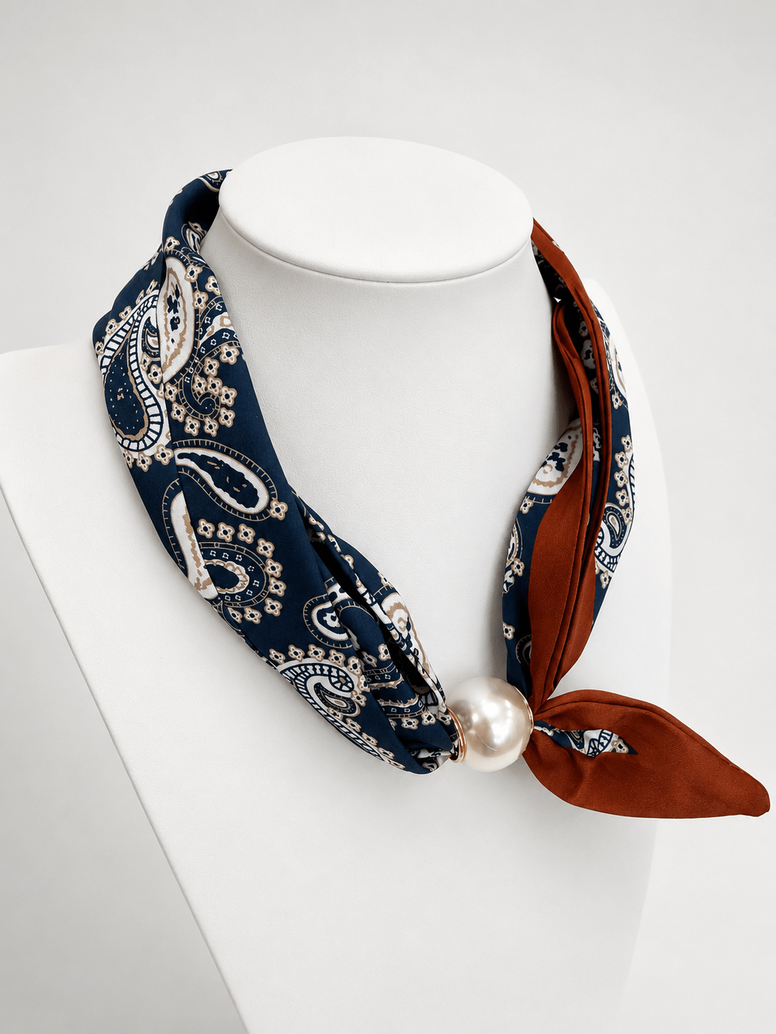 Pearl & Paisley Scarf Necklace - Lavish Boutique09-JEWELRY