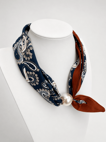 Pearl & Paisley Scarf Necklace - Lavish Boutique09-JEWELRY