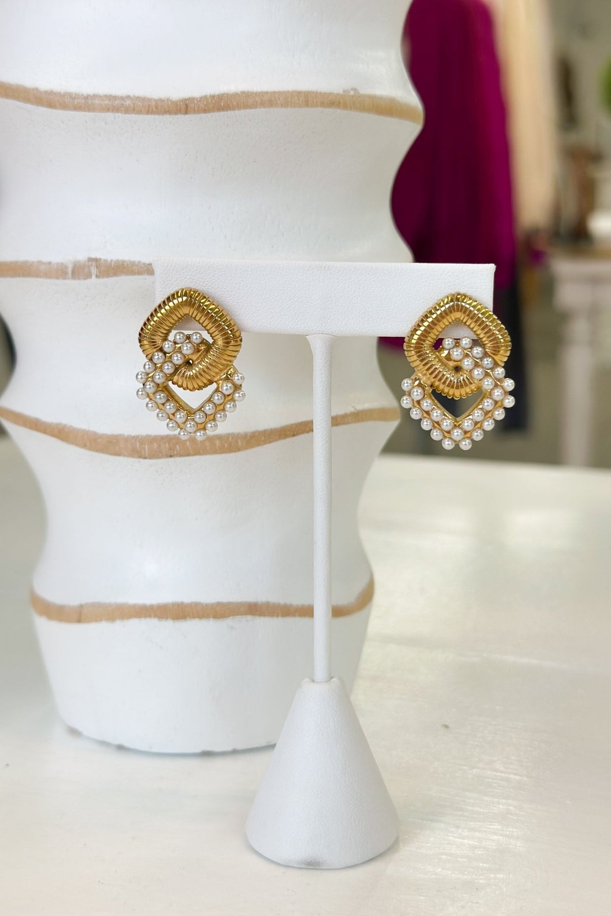 Pearl Studded Gold Hoops - Lavish Boutique Accessories