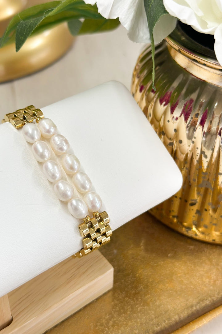 Pearl Watch Band Bracelet - Lavish Boutique Accessories