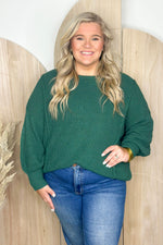 Hunter Green Cable Knit Long Sleeve Sweater