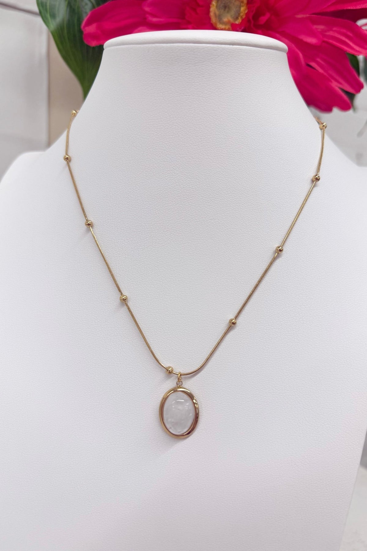 Opal oval drop necklace
