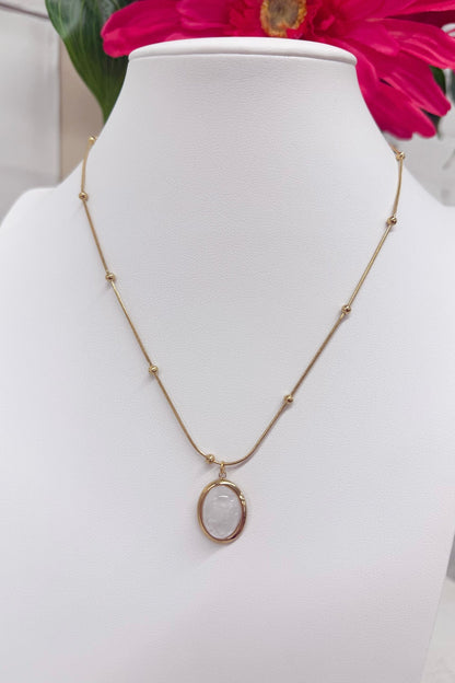 Opal oval drop necklace