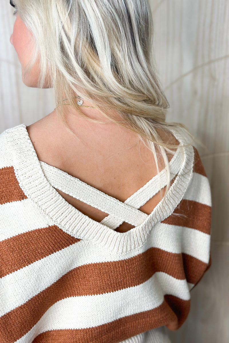 Camel and Cream Striped Sweater