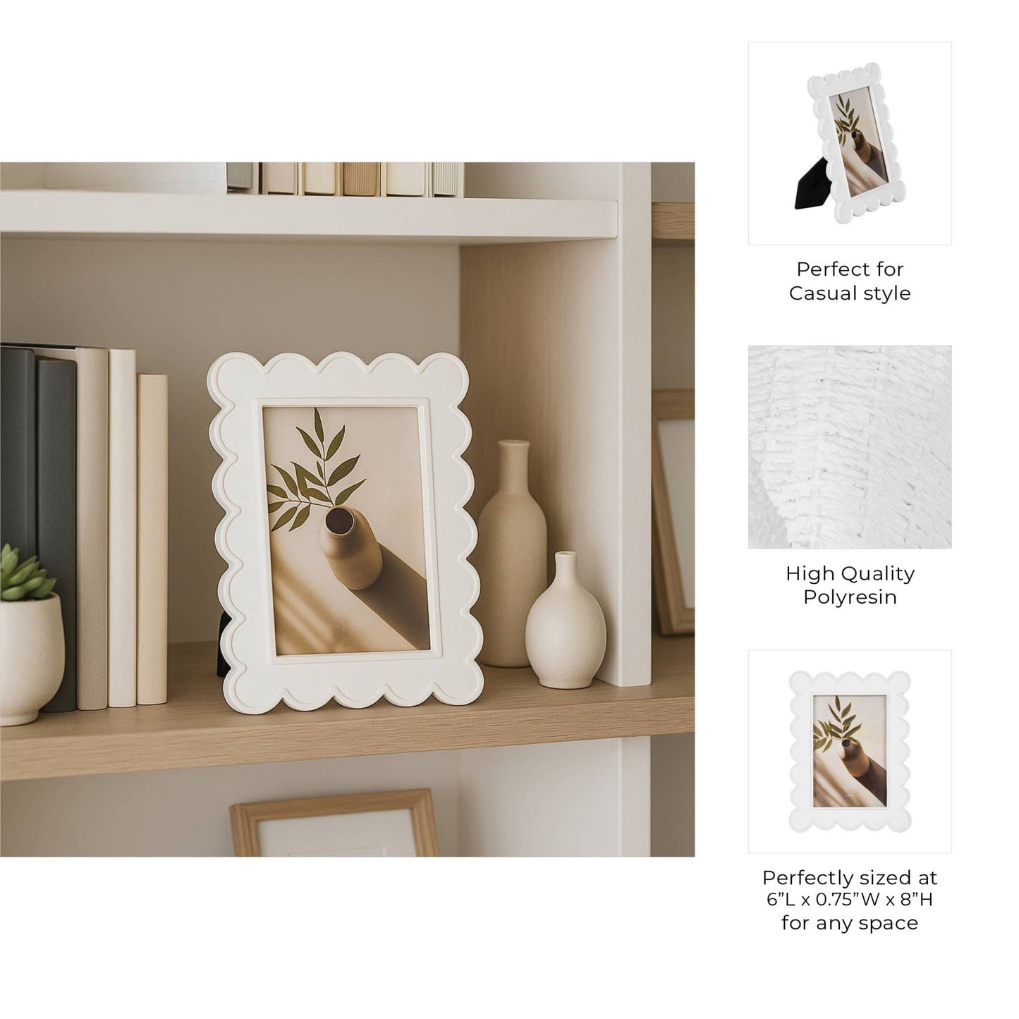 Photo Frame - Resin with Decorative Scalloped Edge - Lavish Boutique11-GIFTS