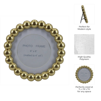 Matted 6x6 picture frame edged in gold beading